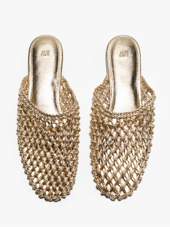 H&M Shoes - H&M Gold Metallic Braided Mules Size 8 NWT